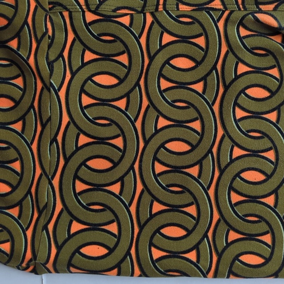 LuLaRoe Chain Pattern Leggings Tall & Curvy Orange Green - Picture 5 of 9